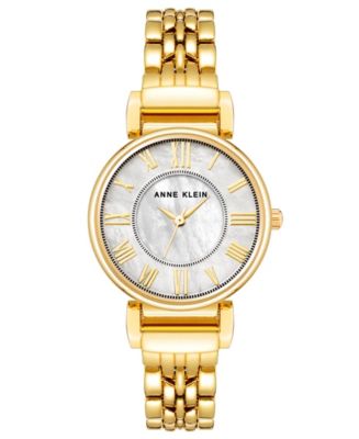 Anne Klein Gold Tone Multi-Row Mesh Bracelet Watch with Mother-of-Pearl Dial Shell Accented Expansion Band Watch - Anne Klein main image 3