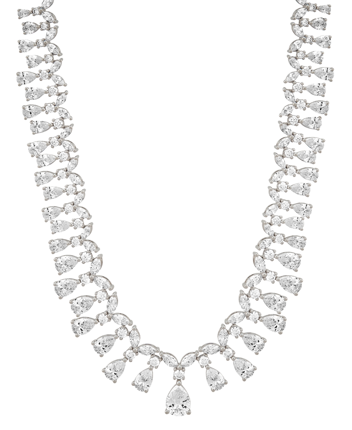 Arabella Cubic Zirconia Mixed Cut 18" Statement Necklace In Sterling Silver