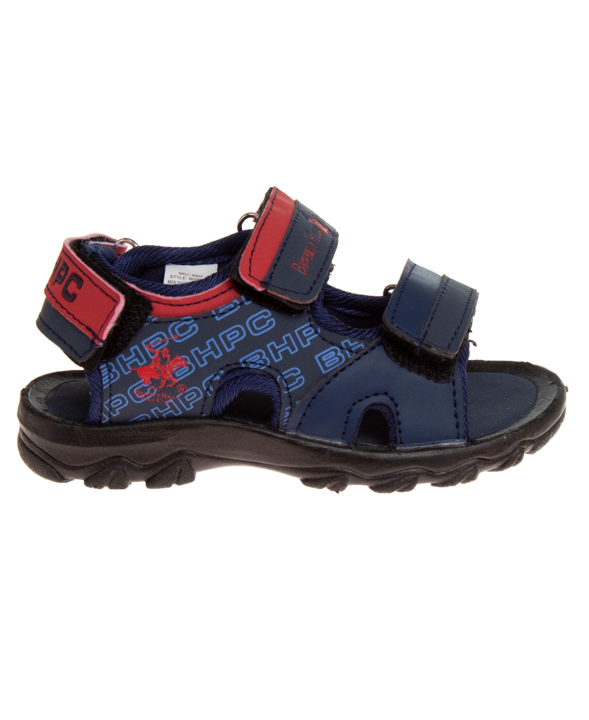 Beverly Hills Polo Club Toddler Double Hook And Loop Sport Sandals In Black,orange