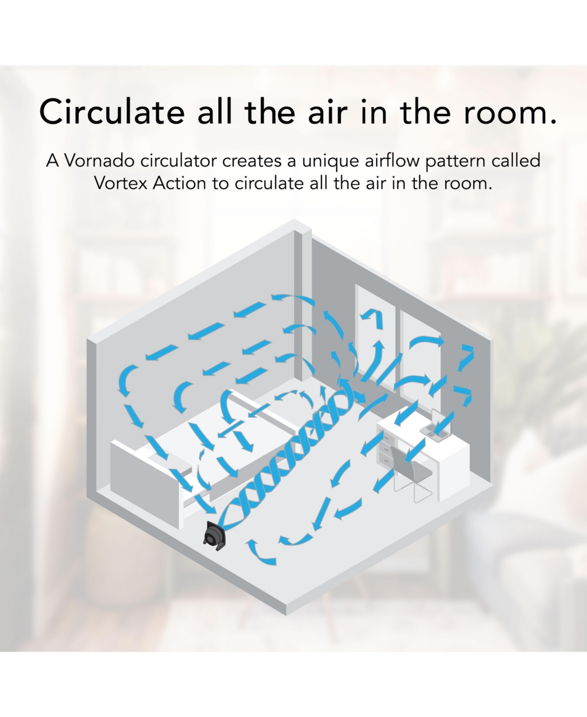 Vornado 573t Whole Room Air Circulator Fan With Pivoting Head, Black In Black