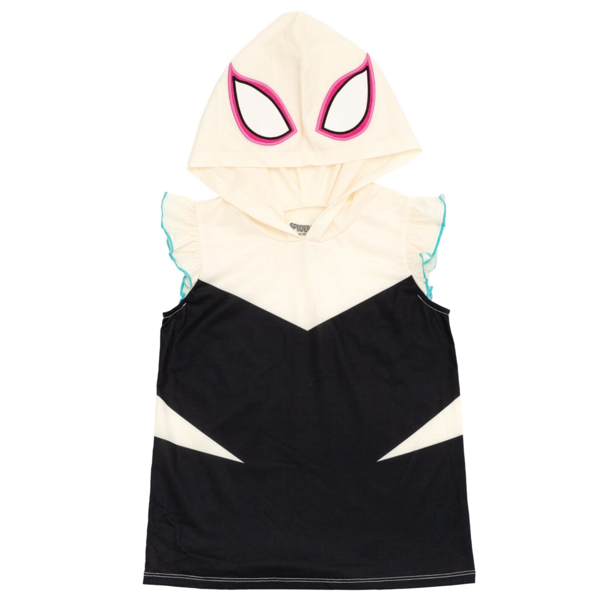 Marvel Toddler Girls Spider-Man Spider-Gwen Ghost Spider Hooded Cosplay Tank Top and French Terry Shorts Outfit Set - Ghost-spider cosplay