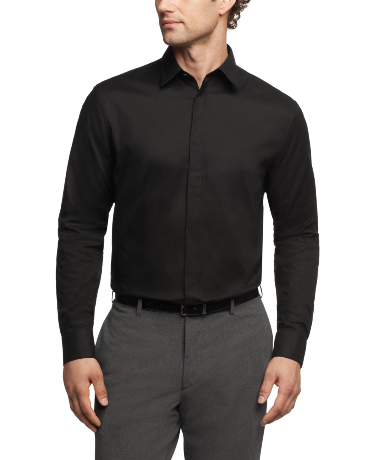 Calvin Klein Infinite Color, Men's Regular-Fit Dress Shirt - BLACK
