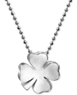 image of Alex Woo Little Faith Clover Pendant Necklace in Sterling Silver