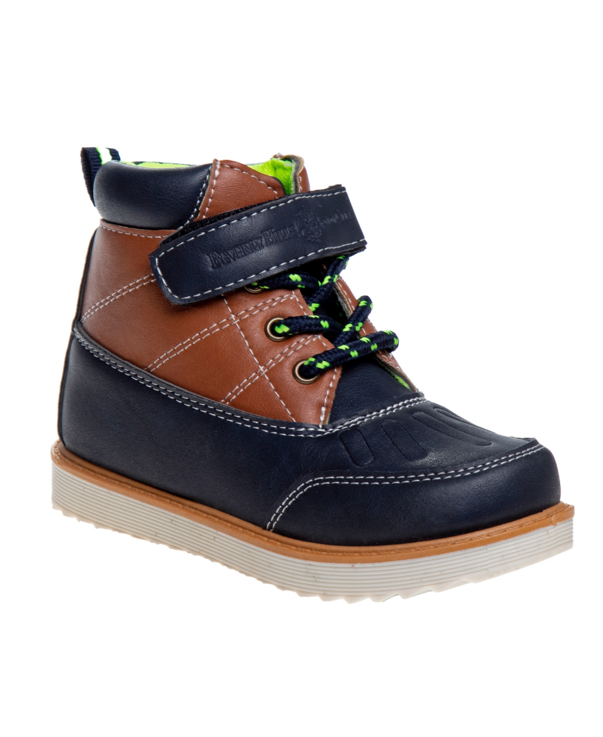 Shop Beverly Hills Polo Club Toddler Hook And Loop Casual Boots In Navy,brown