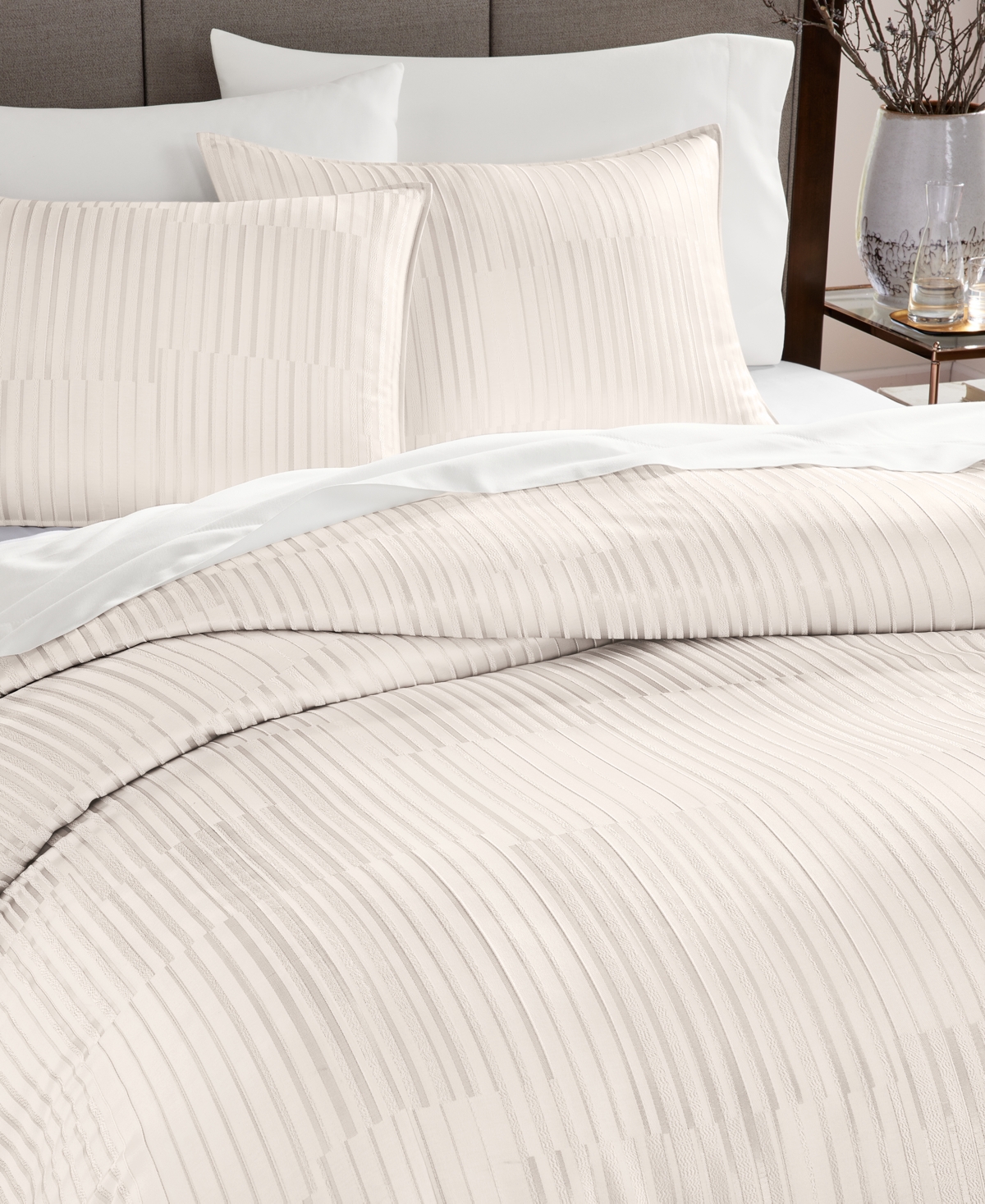 Hotel Collection Metallic Strie 3-pc. Comforter Set, Full/queen In White