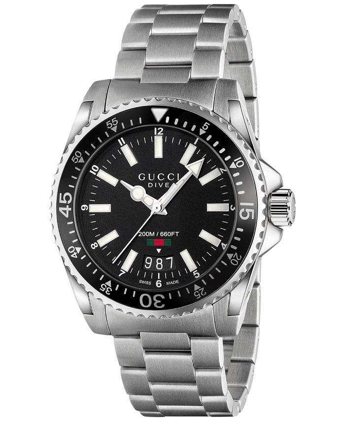 Gucci - Unisex Swiss Dive Stainless Steel Bracelet Watch 40mm YA136301