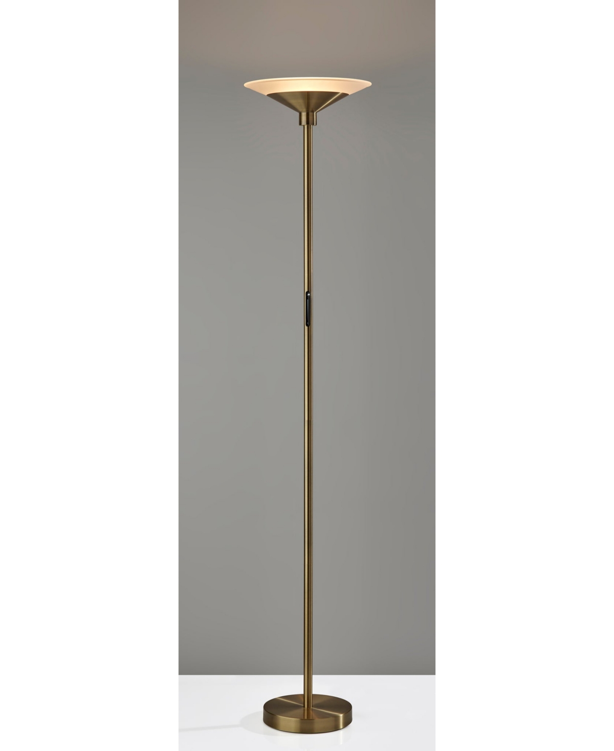 Adesso 71" Solar Led Torchiere In Antique-like Brass