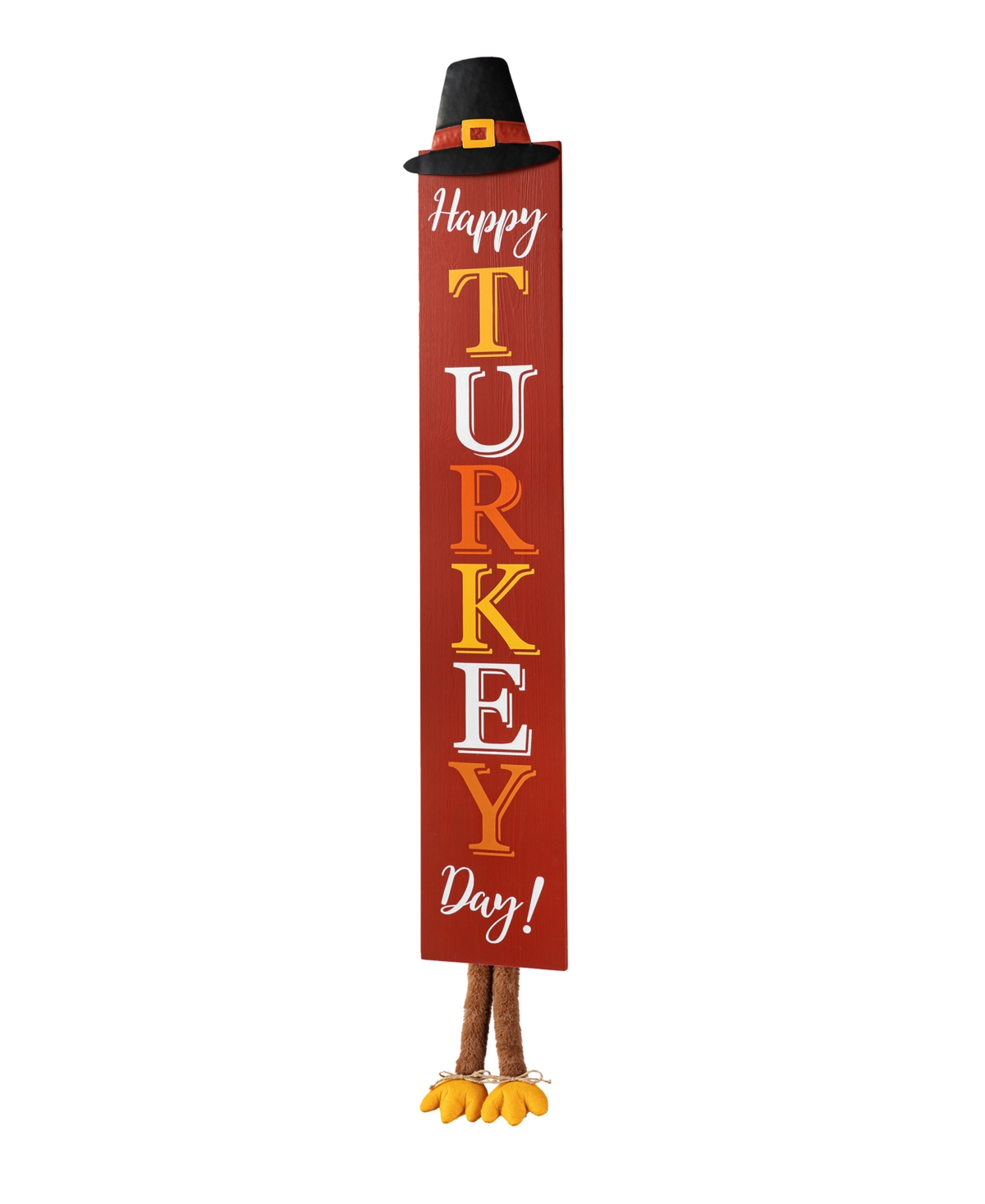 Shop Glitzhome 58.5"h Thanksgiving Wooden "happy Turkey Day" Porch Sign With Fabric Dangling Legs In Multi