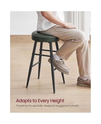 Counter Stools Set Of 2, Kitchen Stools, Breakfast Stools, Synthetic Leather With Stitching