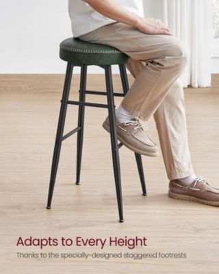 Set Of 2, Kitchen Bar Stools, Breakfast Stools, Synthetic Leather With Stitching