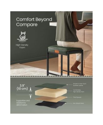 Counter Height Bar Stools Set of 2, Synthetic Leather with Stitching