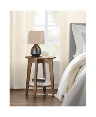 Round End Table With Lower Shelf For Small Spaces