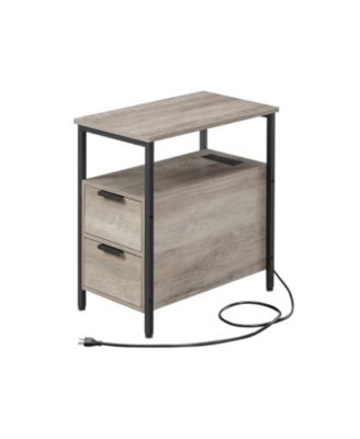 Narrow USB Ports Charging Station & Drawers Side Table