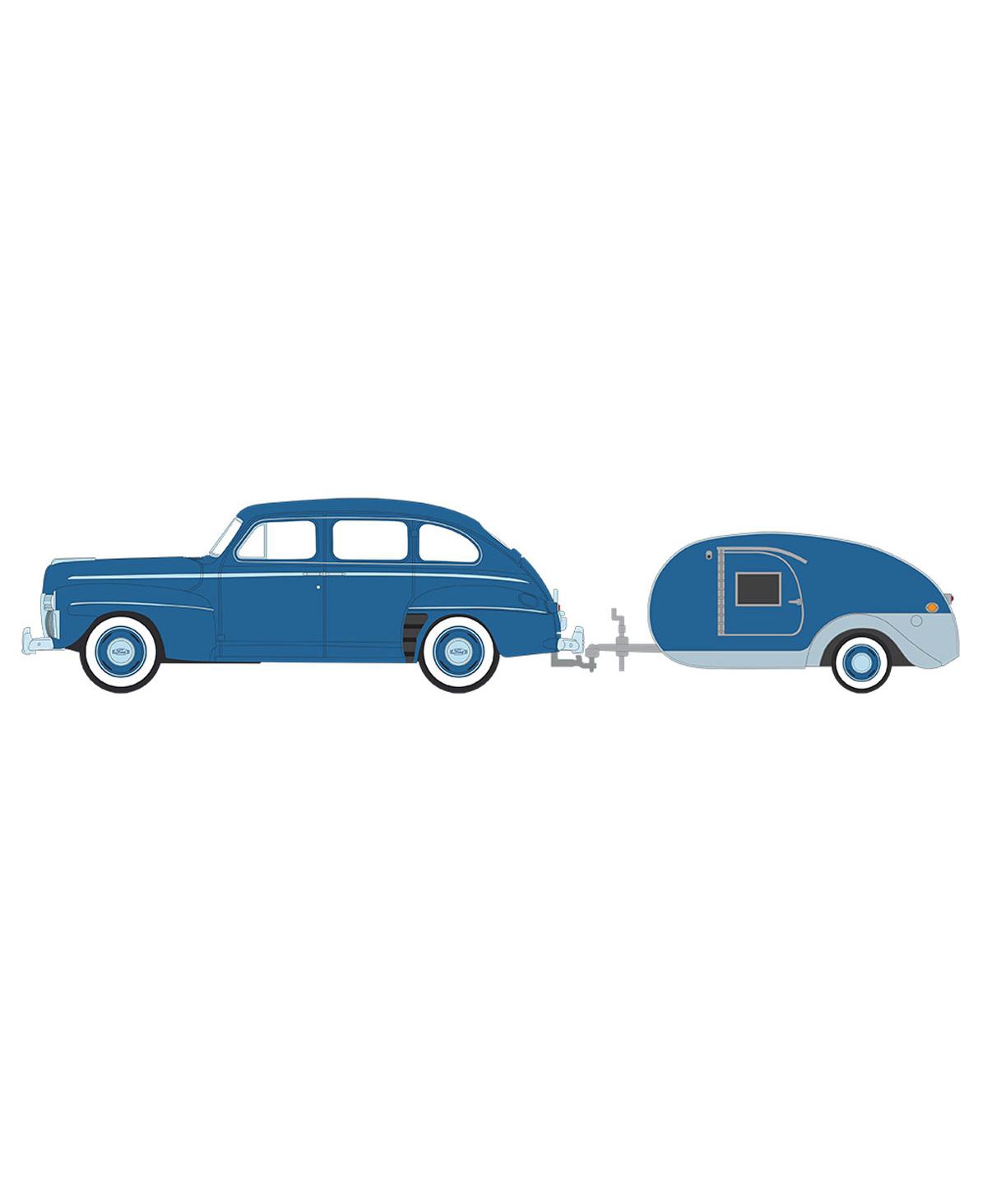 Greenlight Collectibles 1/64 Ford Fordor Super Deluxe with Tear Drop Trailer, Hitch & Tow