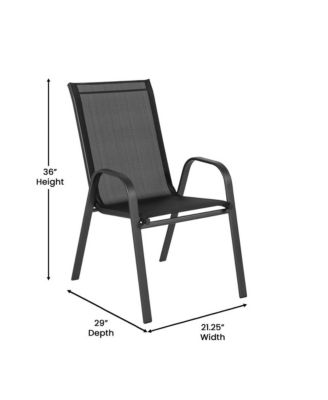 Bardwell 7 Piece Outdoor Dining Table Set For 6 With Glass-Top Patio Table And 6 Stack Chairs With Flex Comfort Material