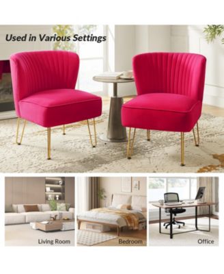 Modern Armless Accent Chair with Golden Metal Legs for Small Spaces