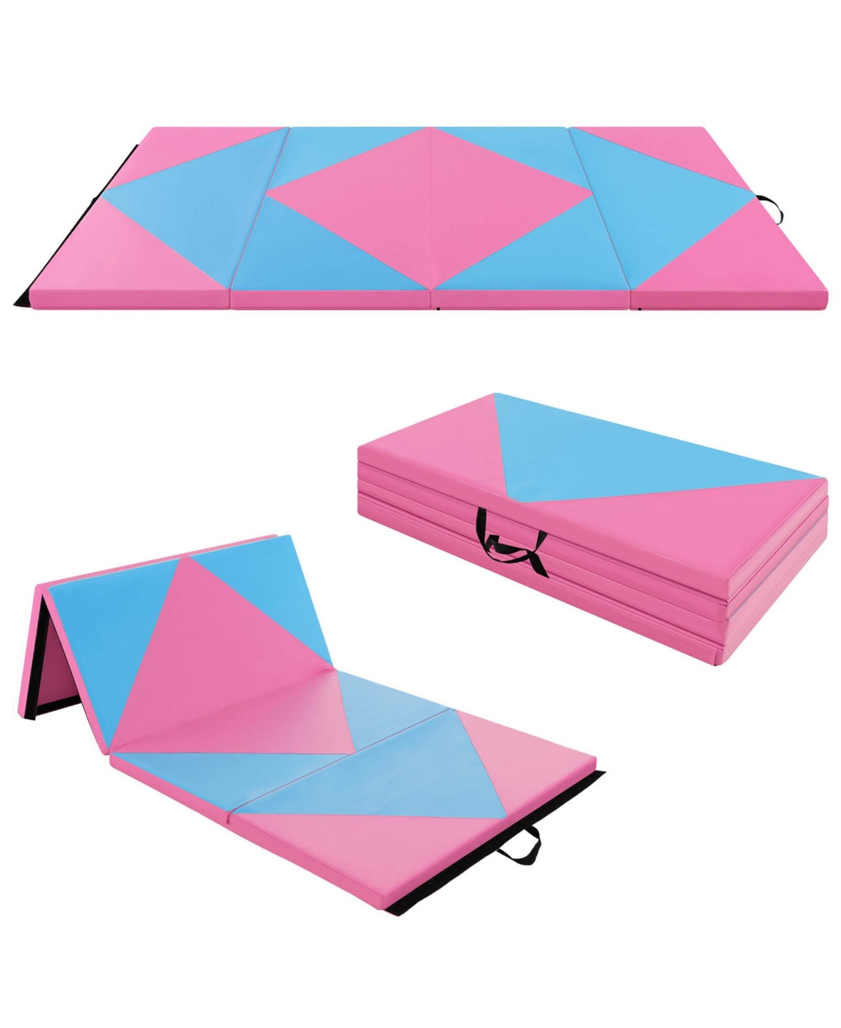 Costway Folding Gymnastics Mat 2'' Pu Leather Tumbling Exercise Mat Yoga Gym