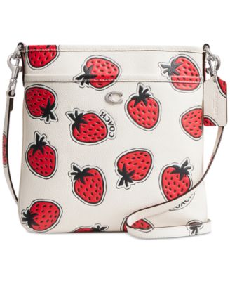 COACH Kitt Strawberry-Print Leather Crossbody - Macy's