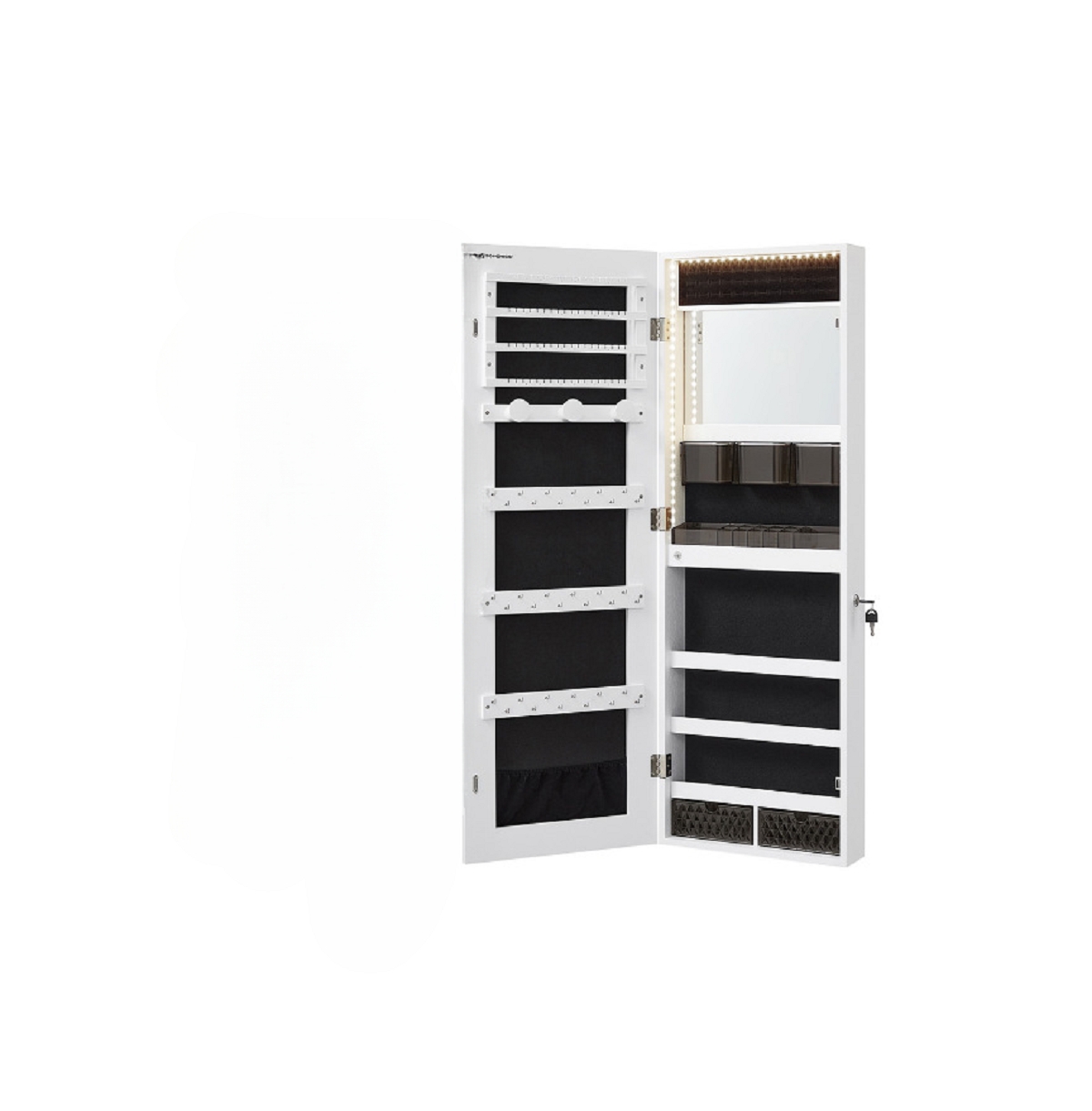 Jewelry Cabinet Armoire Organizer with Led Lights - White