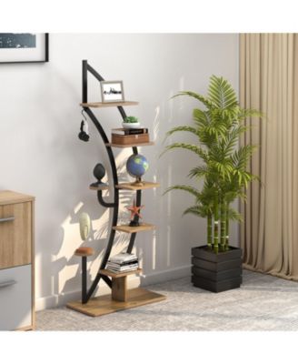 6-Tier Metal Plant Stand Holder Display Shelf with 9 Pots and Hook
