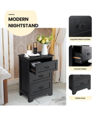 3-Drawer End Storage Wood Side Nightstand