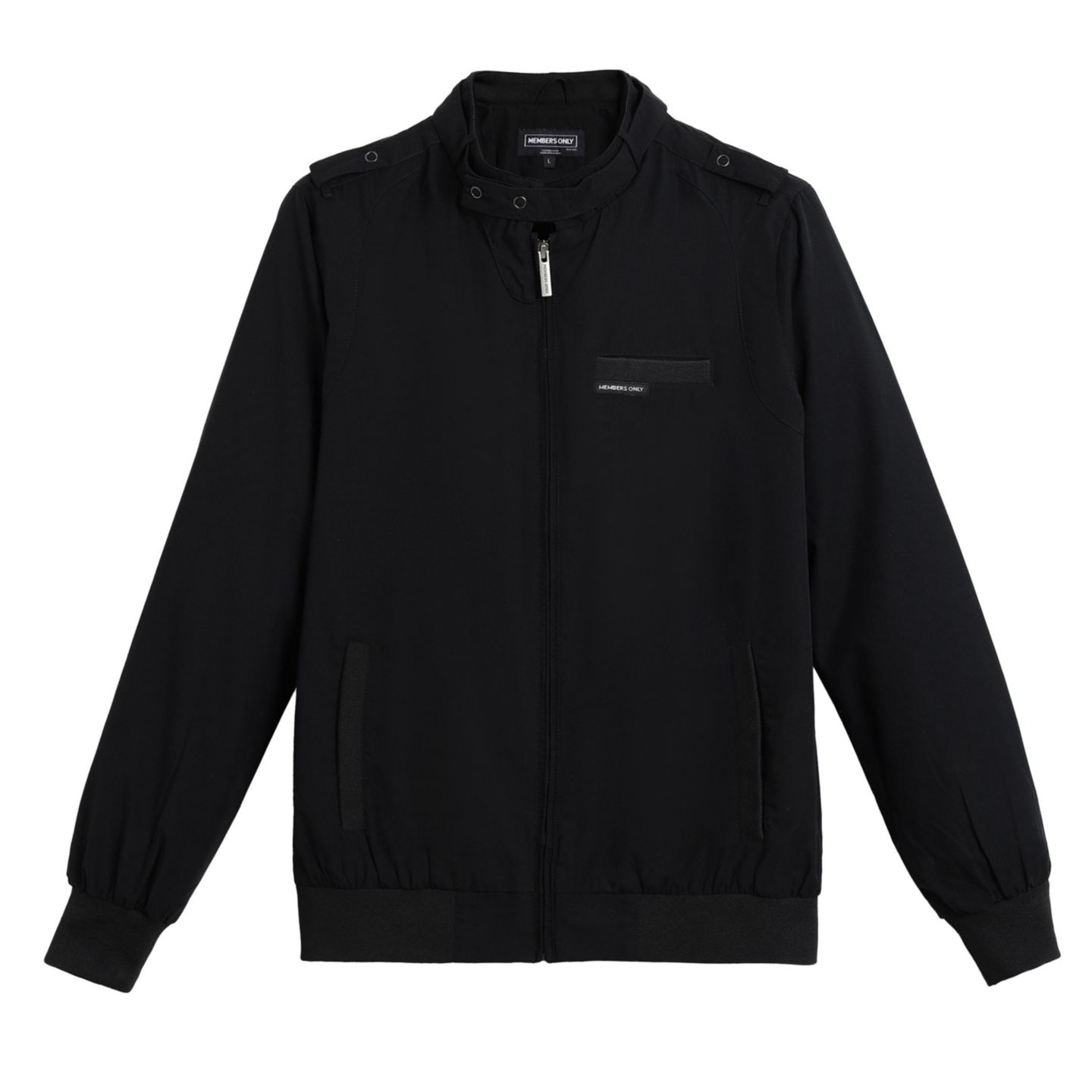 Мужская куртка Members Only Big & Tall Classic Iconic Racer Jacket (Slim Fit), цвет: Чёрный — фото 6