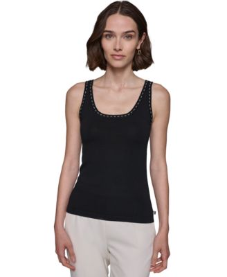 KARL LAGERFELD PARIS - Women's Stitched Sleeveless Sweater-Knit Top