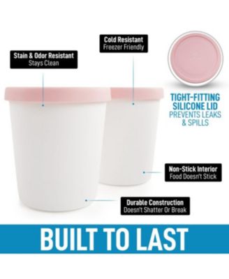 Ice Cream Containers For Homemade Ice Cream - Reusable Ice Cream Pint Container with Lids (2 Pack)