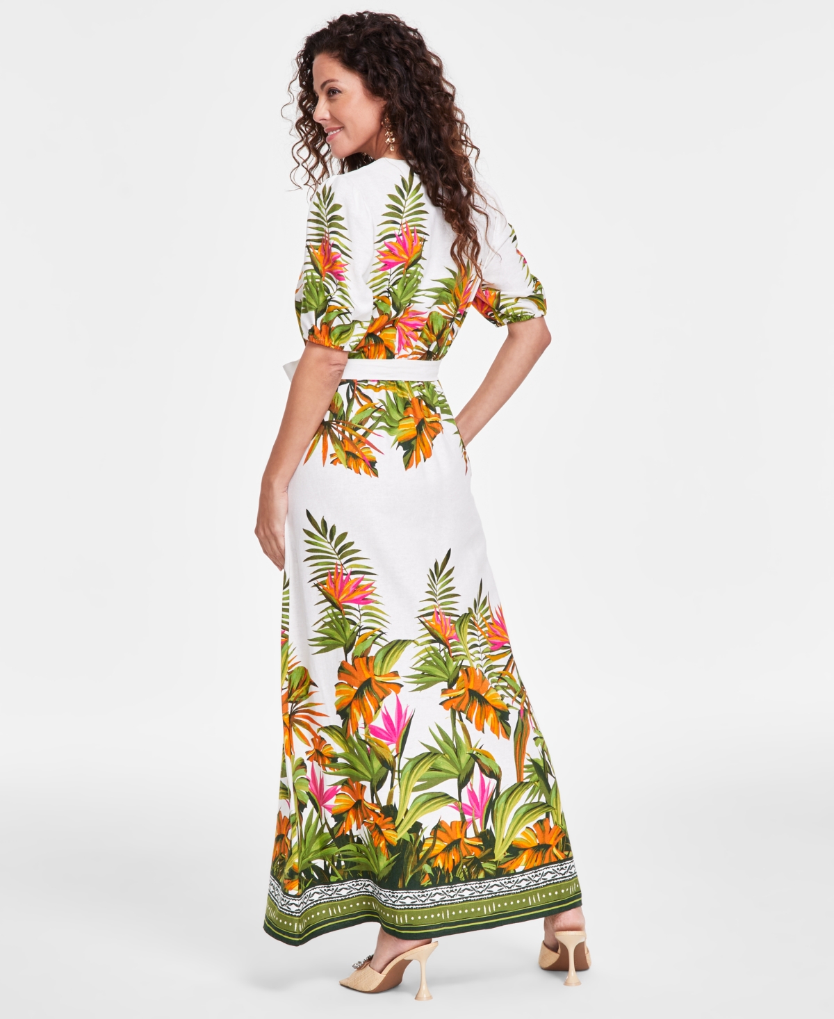 I.n.c. International Concepts Women's Printed V-Neck Tie-Waist Dress, Created for Macy'sv