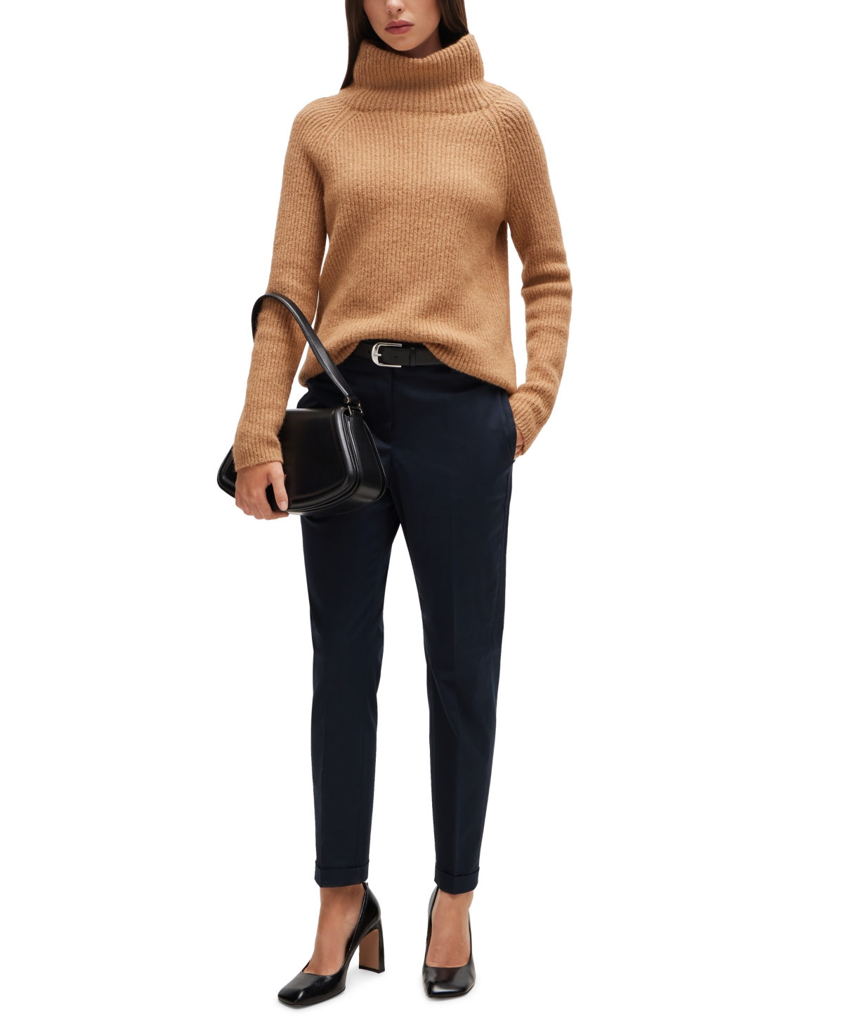 Hugo Boss Boss By  Women's Stretch-cotton Twill Regular-fit Trousers In Dark Blue