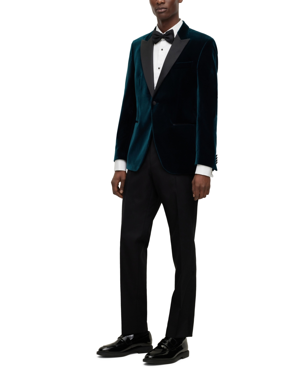Hugo Boss Hank Slim Fit Easy Iron Bibbed Tuxedo Shirt In White