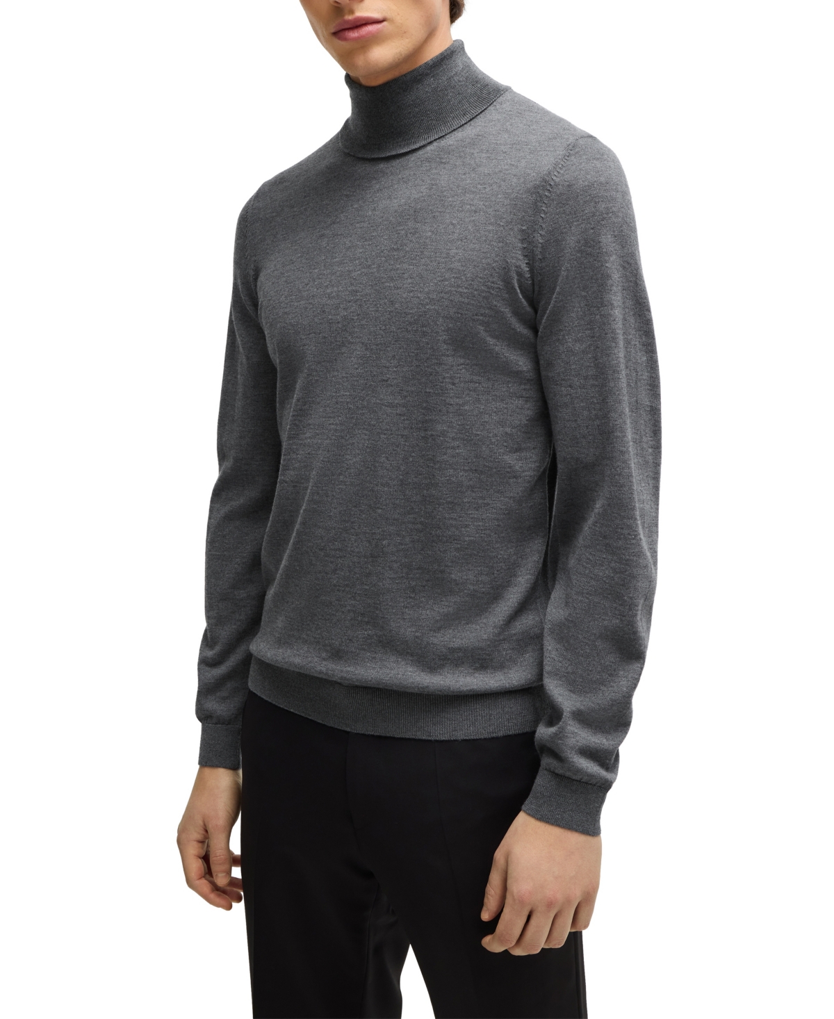 Boss by Hugo Boss Men's Slim-Fit Rollneck Sweater - Medium Grey