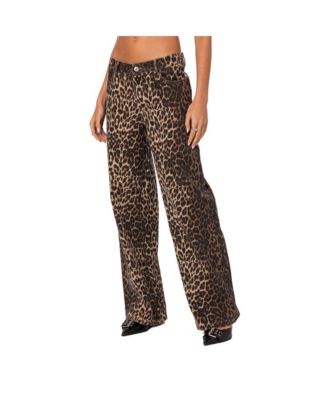 Women's Leopard Printed Low Rise Jeans
