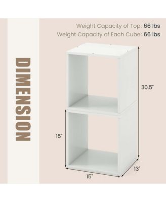 Stackable Storage Cube Organizer with 2 Free-Standing Bookcase Units