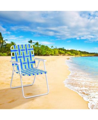 Set of 6 Patio Folding Web Chair Set Portable Beach Camping Chair Red