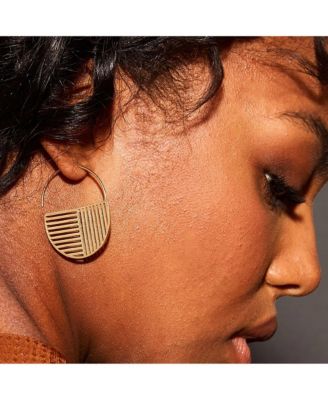 INK + ALLOY Maggie Opposite Lines Hoop Earrings Brass