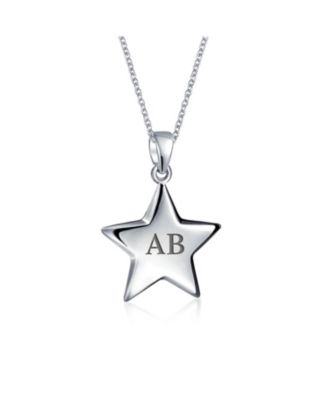 Minimalist American USA Patriotic Celestial Rock Star Super Dangling Star Pendant Necklace Sterling Silver
