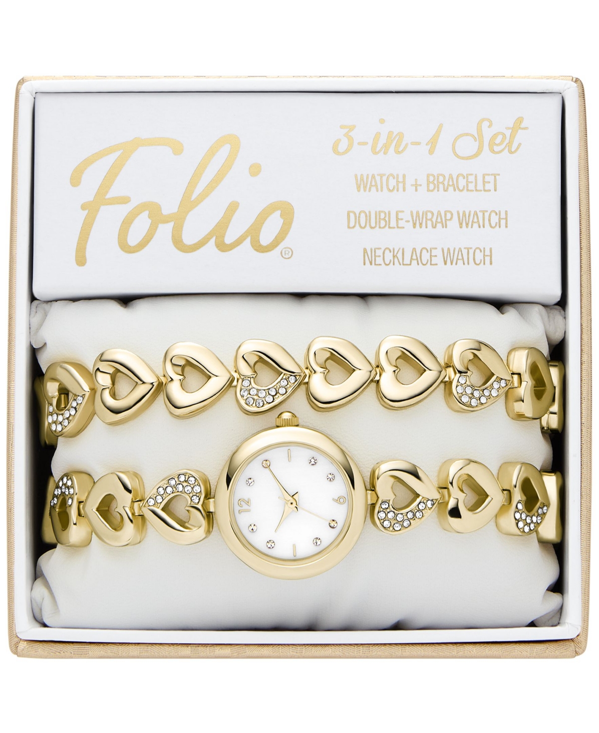 Shop Folio Women's Three Hand Gold Alloy Watch 22mm Gift Set In No Color