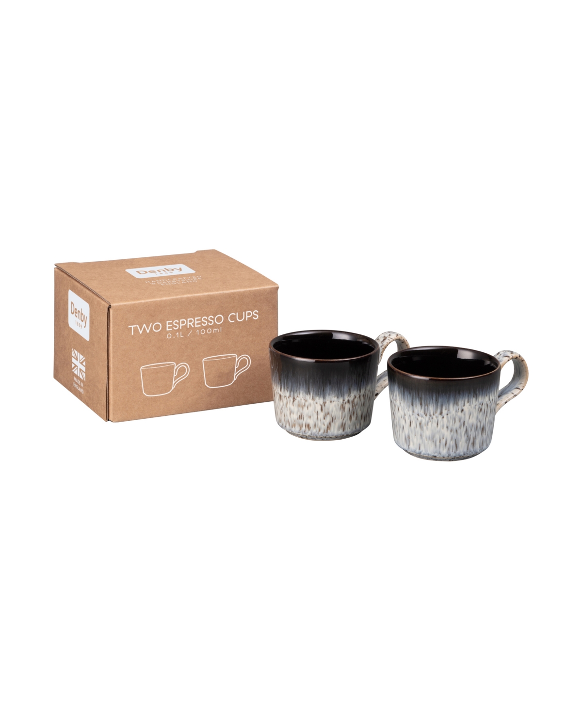 Denby Halo Brew Set Of 2 Espresso Cups, Service For 2 In Black,blue