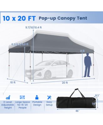 10 x 20 FT Pop-up Canopy UPF50+ Sun Protection Tent with Carrying Bag