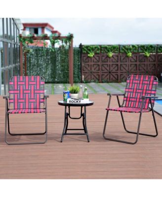 Set of 6 Patio Folding Web Chair Set Portable Beach Camping Chair Red