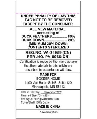 Bokser Home Lightweight Feather & Down Duvet Comforter Insert - Twin/Twin XL