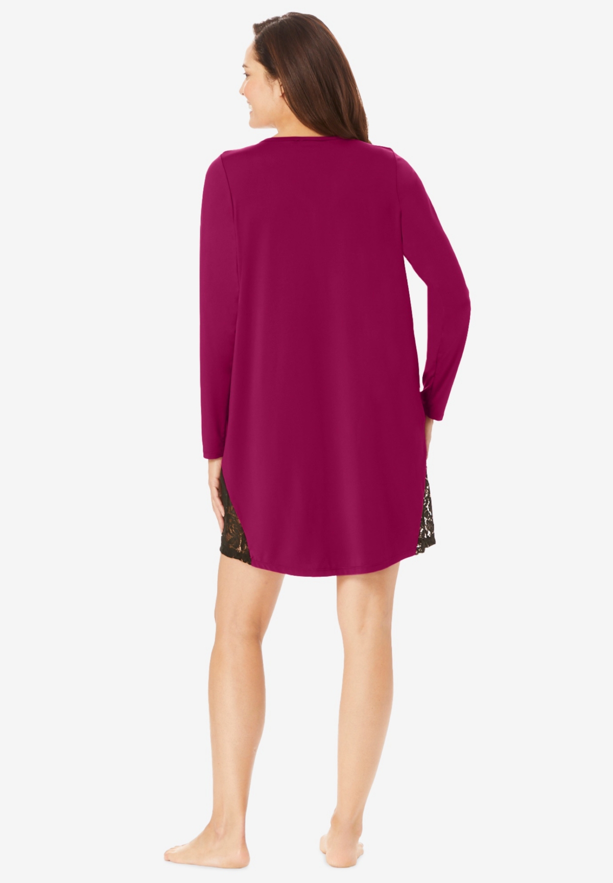 Amoureuse Women's Henley Sleepshirt With Lace Detail