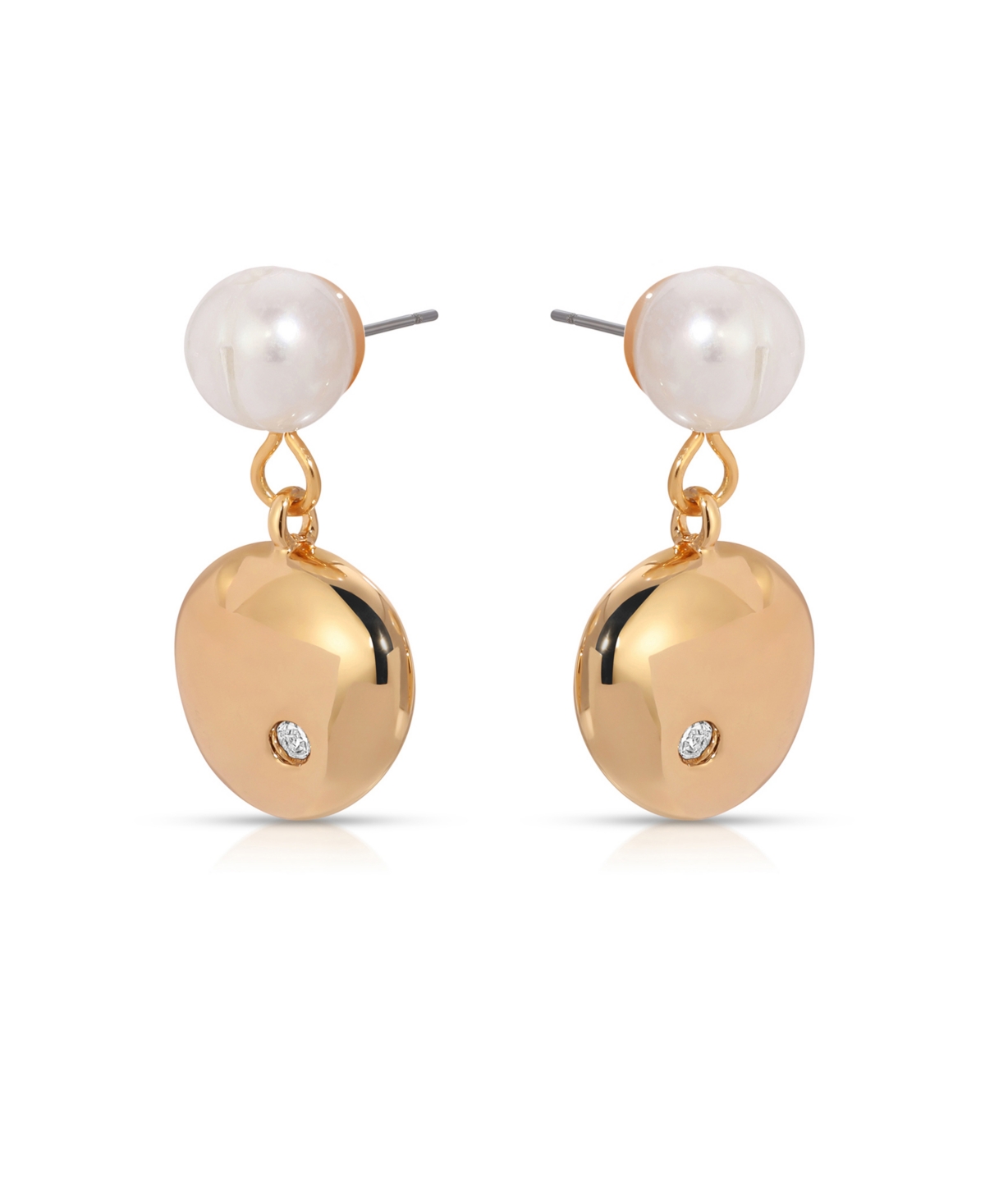Ettika Small Pebble And Freshwater Pearl Dangle Earrings In Gold