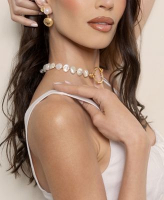 Pebble and Freshwater Pearl Dangle Earrings