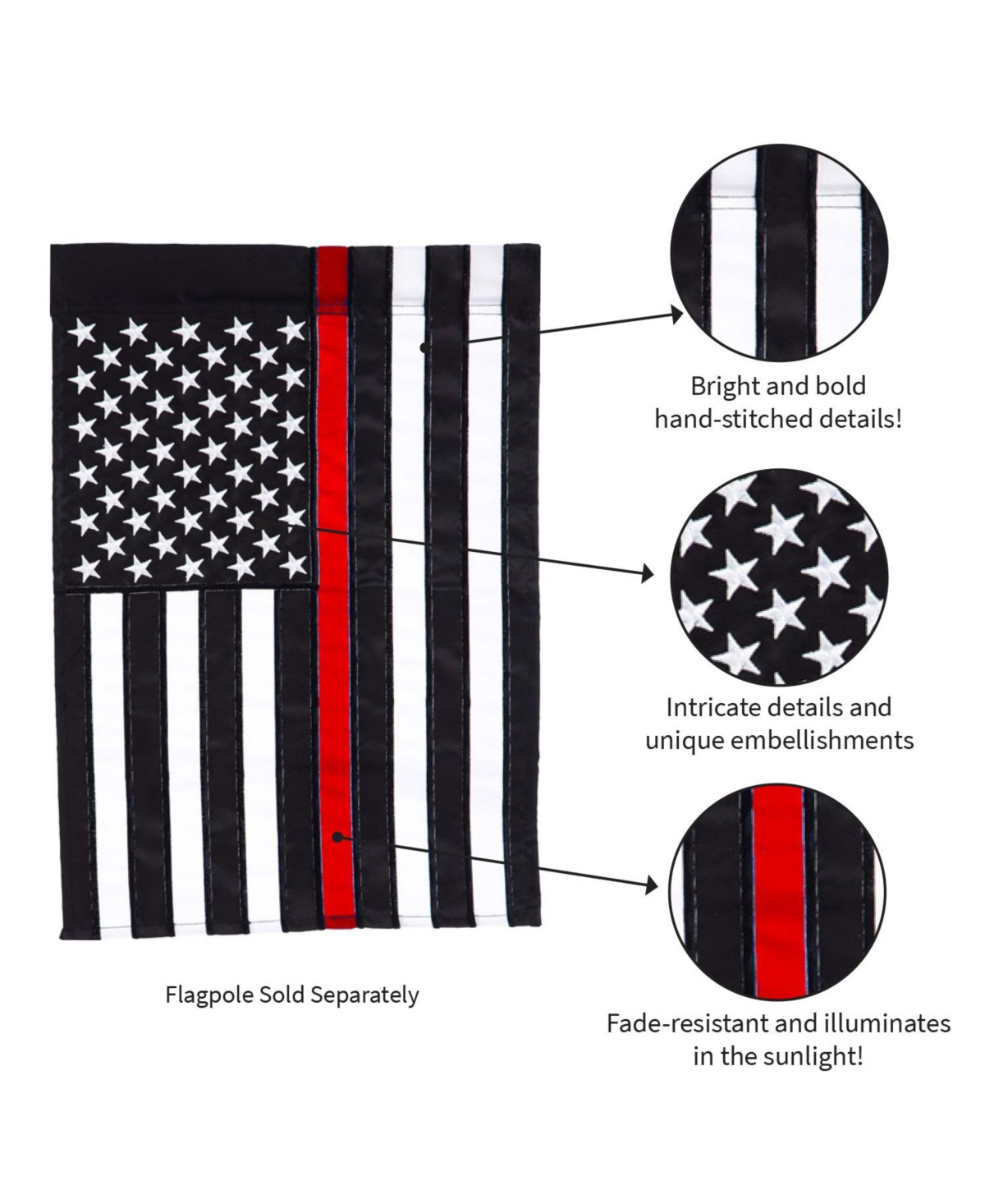 Evergreen Flag Thin Red Line House Applique Flag