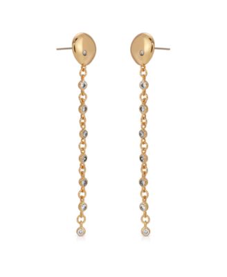 Polished Pebble Linear Crystal Chain Drop Earrings