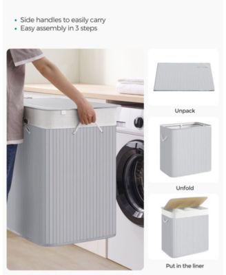 3-Section Laundry Hamper with Lid
