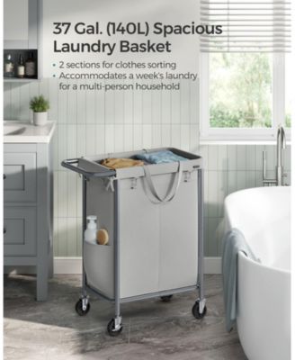 Laundry Basket with Wheels, Rolling Laundry Hamper, emovable Liner, Steel Frame with Handle, Blanket Storage