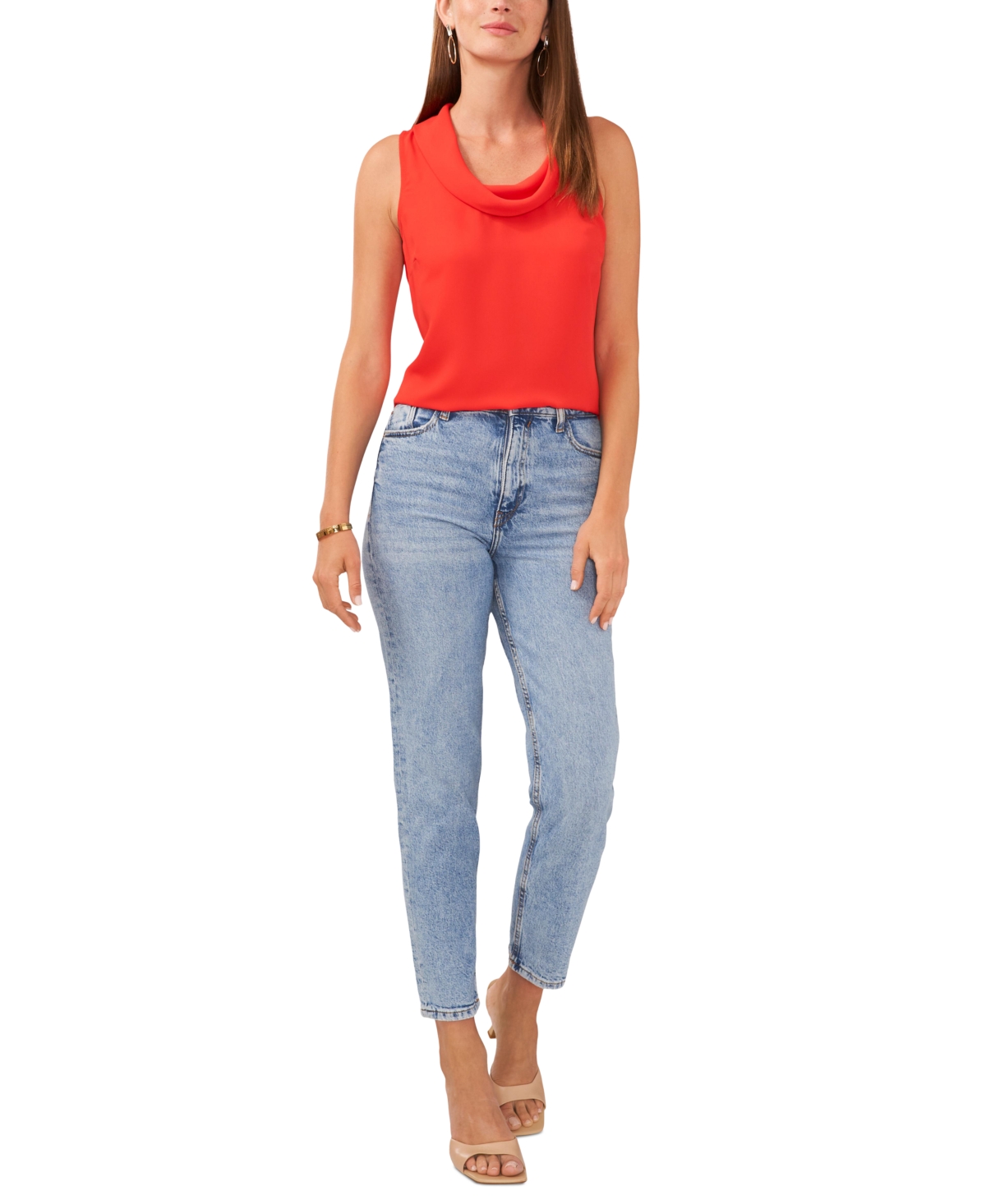 Shop Vince Camuto Women's Cowlneck Top In Tulip Red